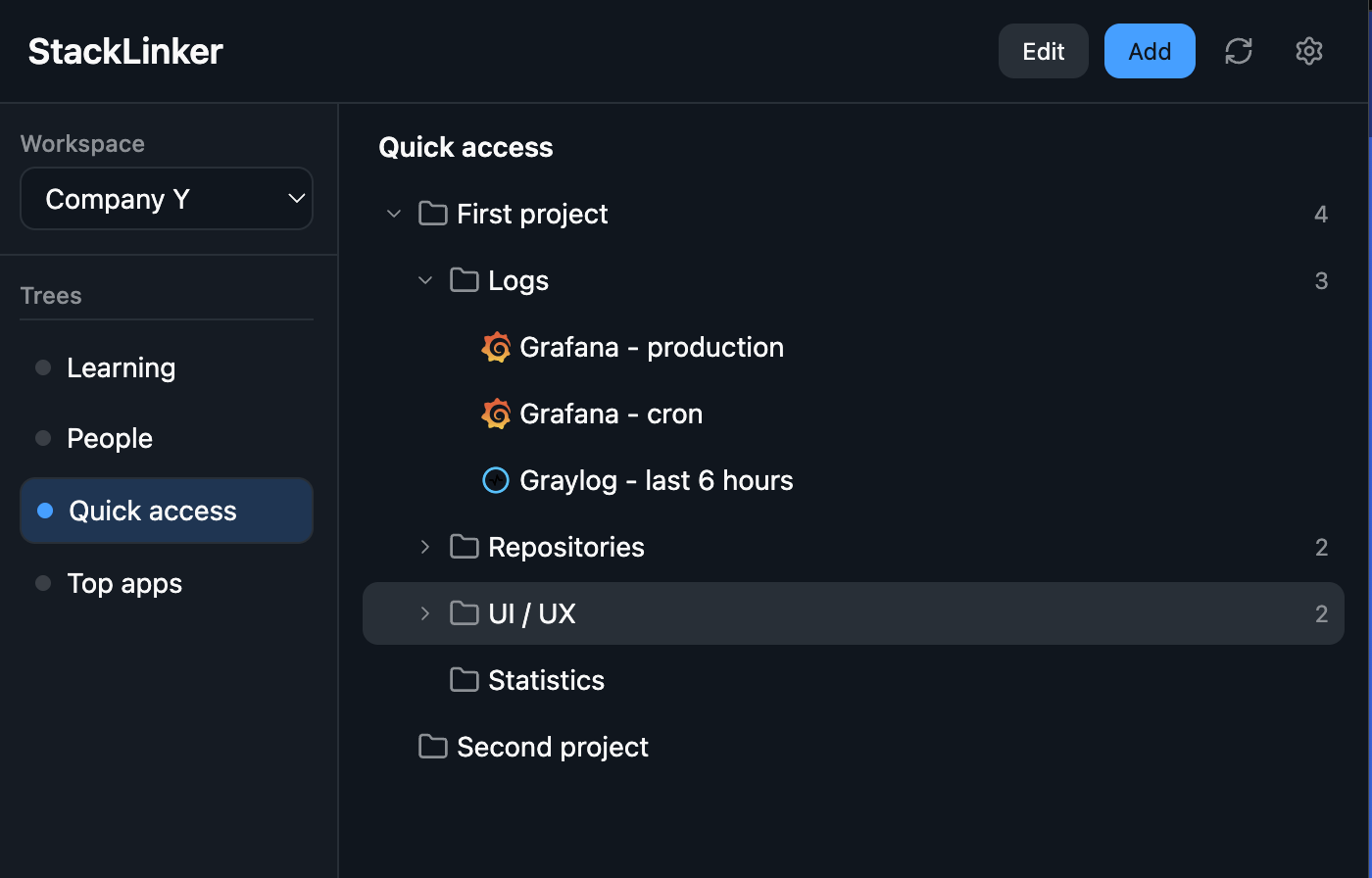 Browser extension with bookmark overview